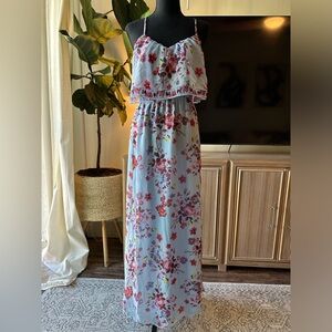 Vera Wang - floral maxi dress double slit